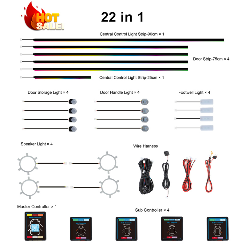 22 in 1 Dream Color RGB Dynami - Led Interior Ambient Light 评论和价格