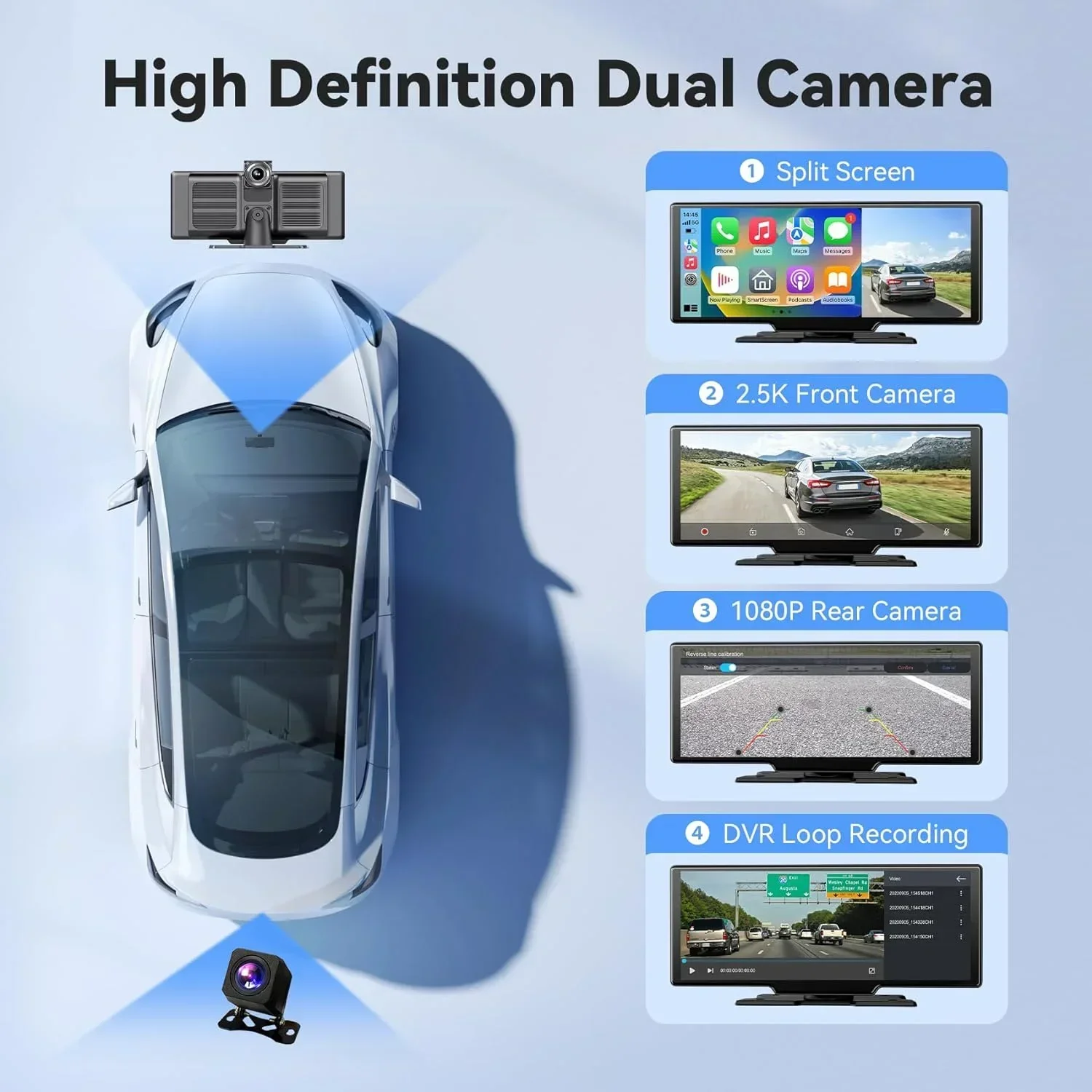 Portable 10.26'' Dash Cam Wire - Car Dash Cam 评论和价格