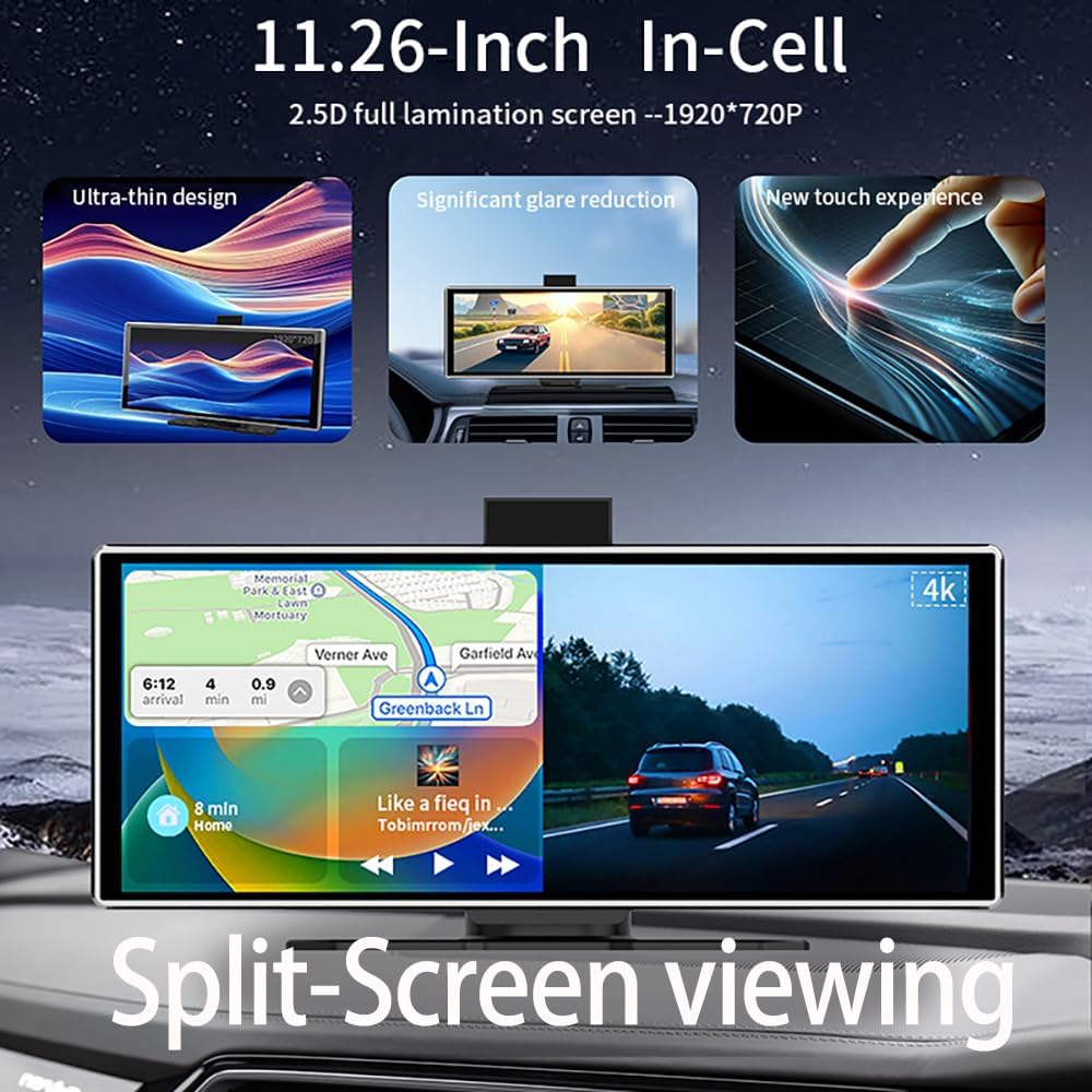 11.26 inch 4K Dash Cam Wireles - Car Dash Cam 评论和价格